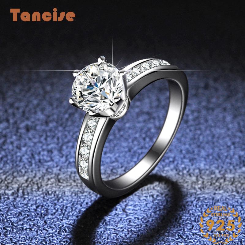 Tancise klassischer Moissanit-Silberring für Damen, Schmuck, Hochzeitsversprechen, Party-Geschenk_voghion.com