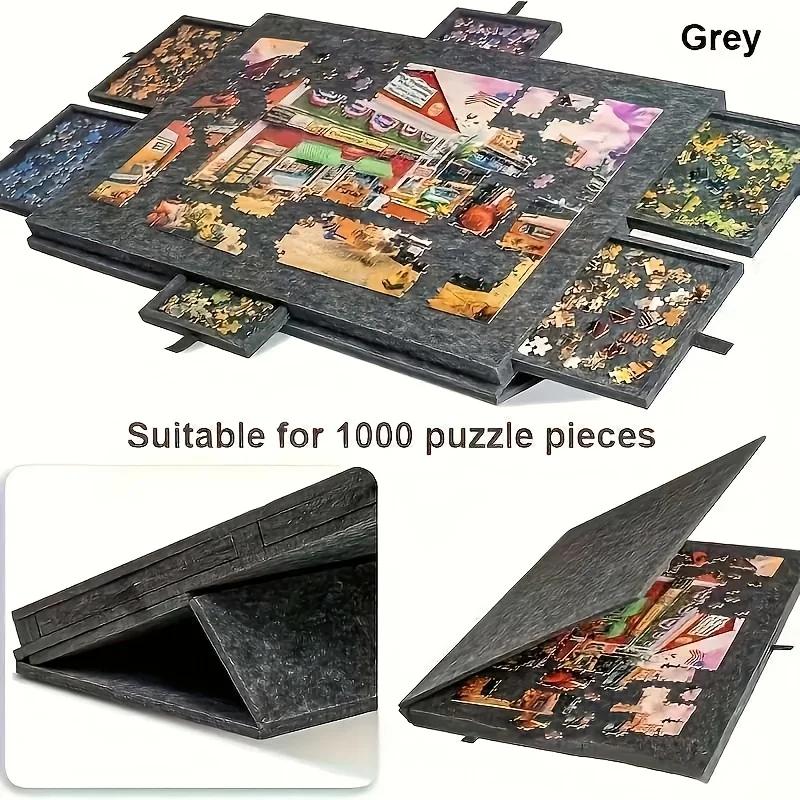 Tilting Puzzle Board with 6 Storage Drawers & Protective Cover Jigsaw Puzzle Table for Home Entertainment & Puzzle Building чёрный