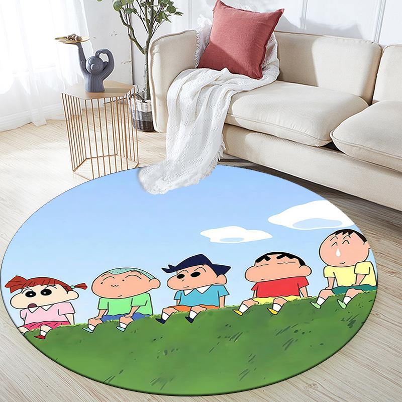 Crayon Shin‑chan2 Round Area Rug,Carpet Rug for Living Room Bedroom Sofa Playroom Decor,Non-slip Floor Mat