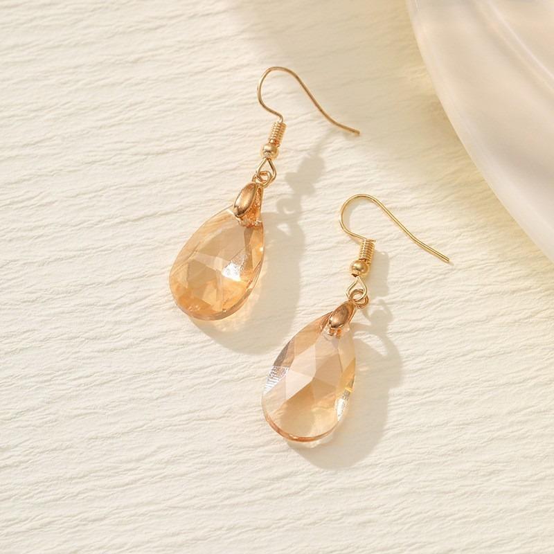 European and American Crystal Jewelry High-end Long Teardrop Earrings Fashionable Light Luxury Colorful Zircon Earrings