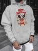 Cartoon Xmas Reindeer With Plaid Scarf and Colorful Stars Graphic Hooded Sweatshirt Festive Casual Loose‑Fit Unisex Hoodie