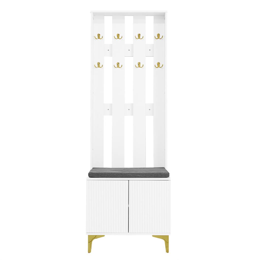 Coat Rack Set with Shoe Bench and Cushion, Coat Rack Front with Hooks [OLD SKU:WF32579234W]