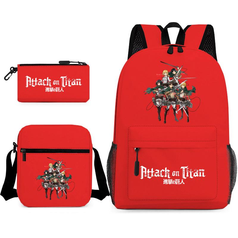 Attack on Titan Teen Anime Rucksack Attack on Titan Schultasche Dreiteiliges Set