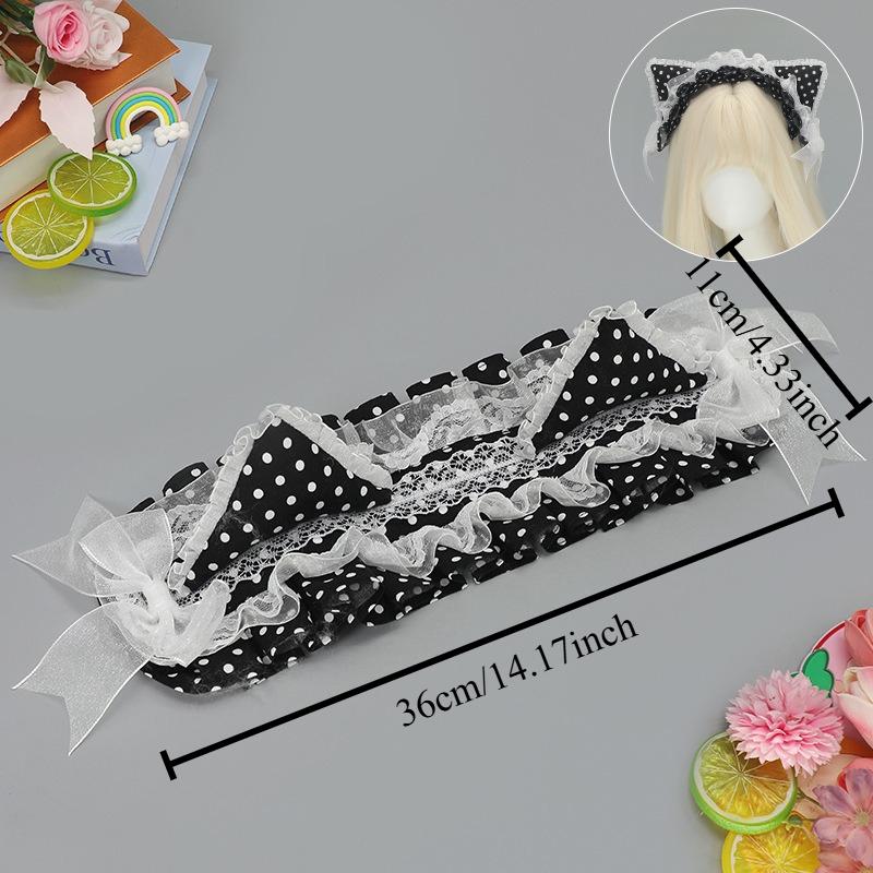 

1Pcs Millennium Y2k Polka Dot Cat Ear Headband Harajuku Retro Hair Accessories Subculture Dopamine Headgear Atmosphere