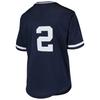 No.2 Baseball Jersey New York Letter Printing Baseball Shirt Loose Fit Breathable V-Neck Short Sleeve Retro Sportswear