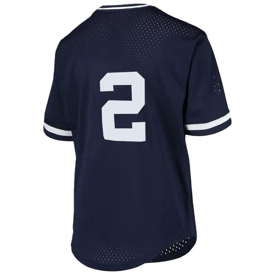 No.2 Baseball Jersey New York Letter Printing Baseball Shirt Loose Fit Breathable V-Neck Short Sleeve Retro Sportswear