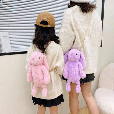 Bolsa de Ombro de Pelúcia com Orelhas Longas Porta-Moedas Bolsa de Mão com Alça de Corrente Bolsas de Pelúcia de Coelho Animais Boneco de Coelho Bolsa Transversal Bolsa Infantil
