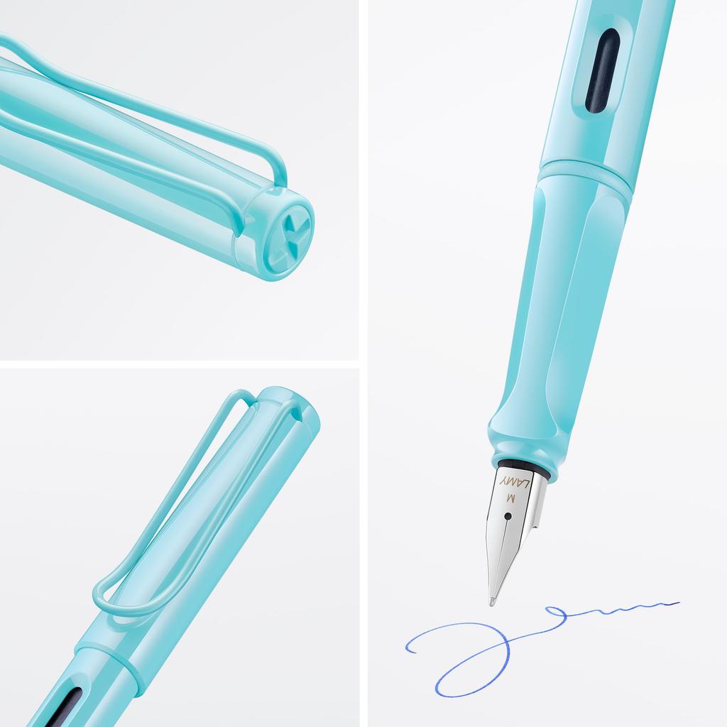 LAMY Safari Aquasky Fountain Light Blue Ergonomic Grip and Polished Steel Size EF Ideal for Writing and Calligraphy Includes LAMY T10 Blue Ink