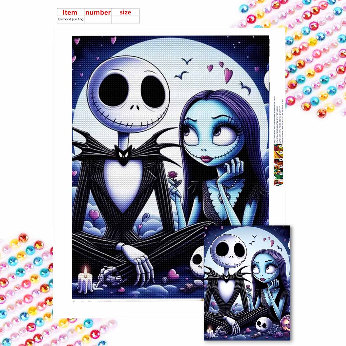 

DIY Diamond Painting Princess Skeleton Cross Stitch Kit Mosaic Art Diamond Painting Full Circle Diamond Home Decoration Round 20x30cm