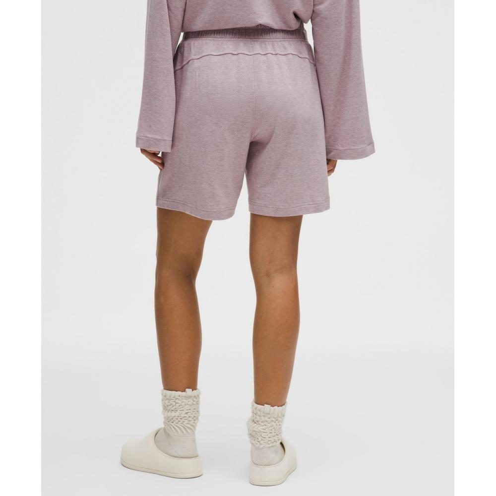 Lululemon Becalm Mid Rise Bermuda Short Heathered Porcelain Pink