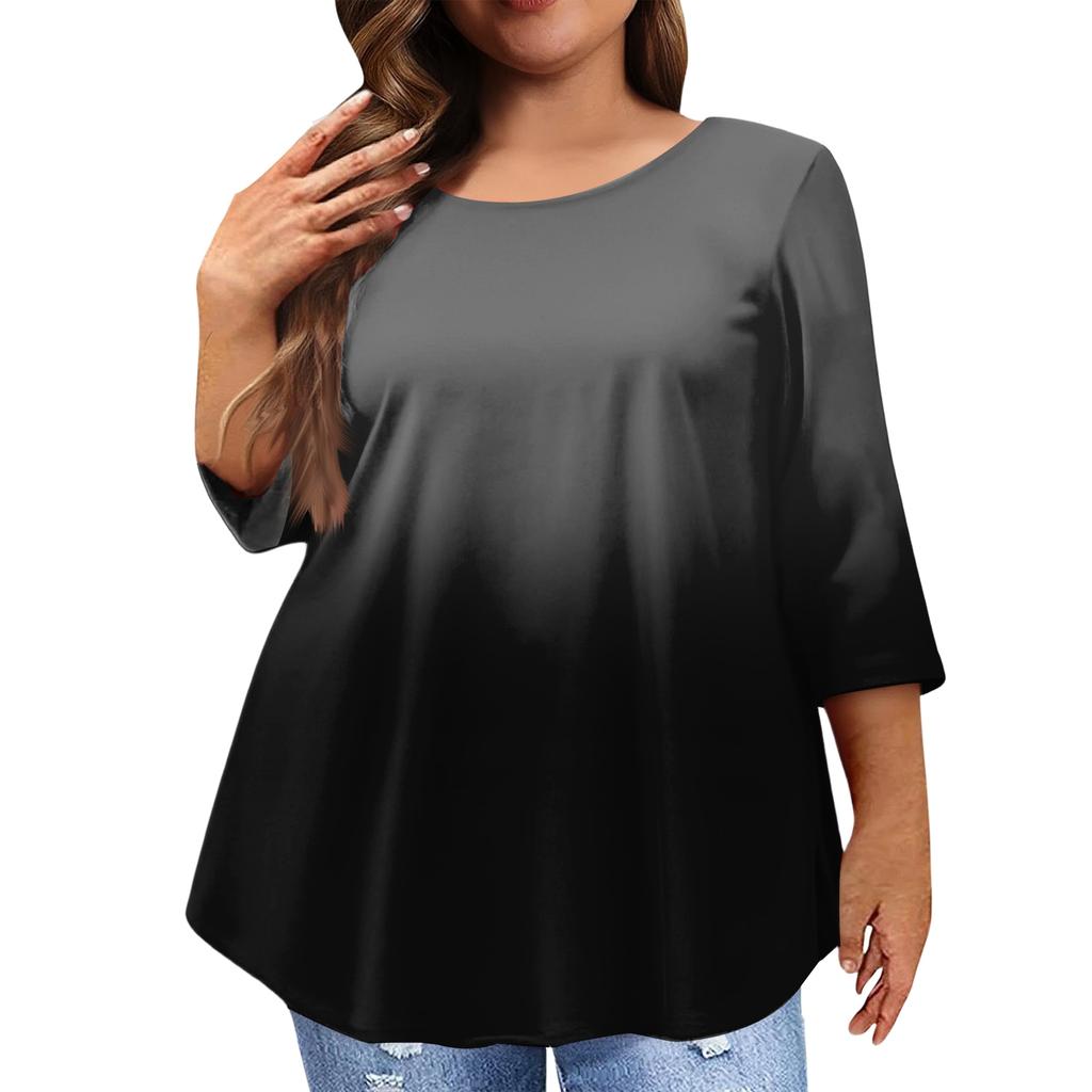 Women's Fashion Casual Round  Neck 3/4 Sleeve Oversized Top