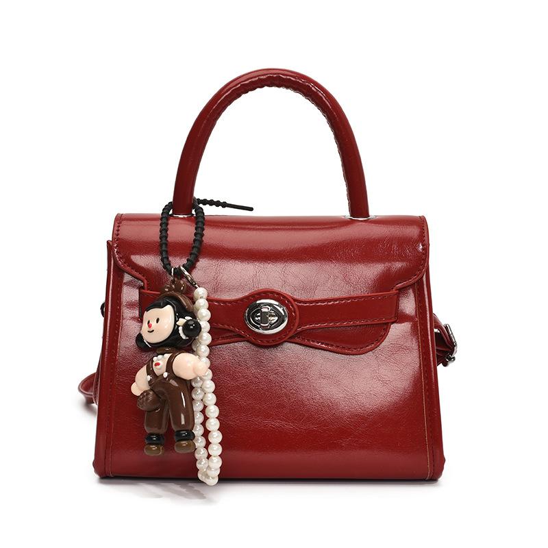 Fashion New French Simple Style High-end Sense Portable Small Square Bag Casual Versatile Commuter Solid Color PU Messenger Bag Women