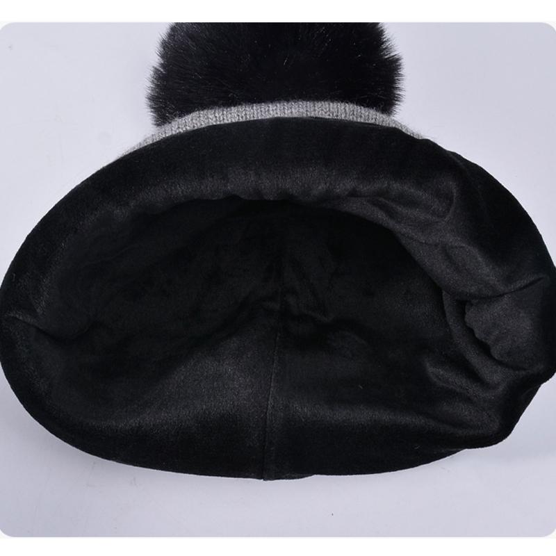 Vinterhatt Mössa Halsduk Tre-delat Set Dam Sammet Öronskydd Köldtålig Varm Mössa Utomhus Stickad Ullmössa
