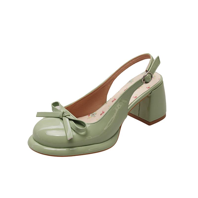 Fashion Bow Women Heeled Sandals Platform Loafers Shoes Woman Slingback 2025 Trend Dress Shallow Summer Pumps Soft Leather Sandalias