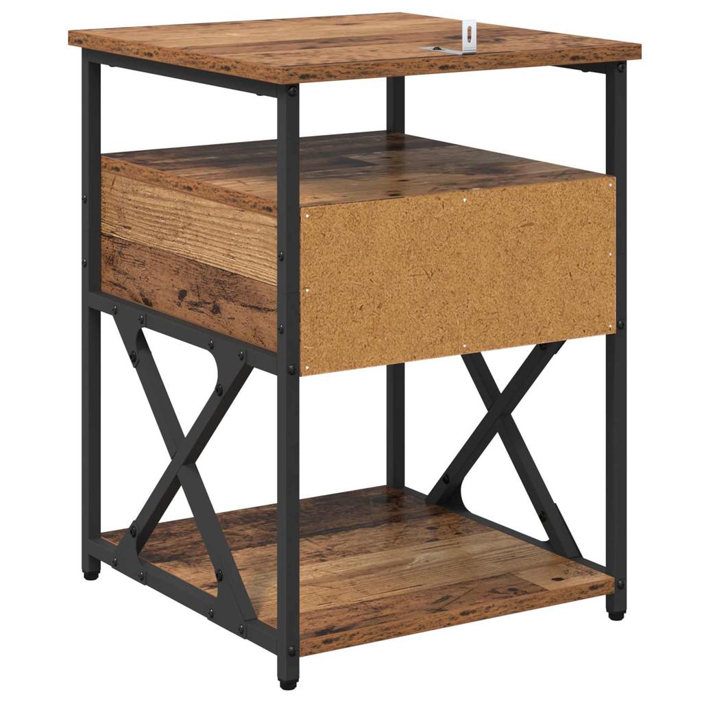 Nightstand with Drawers Reclaimed Wood Look 40 X 42 X 55 Cm Engineered Wood