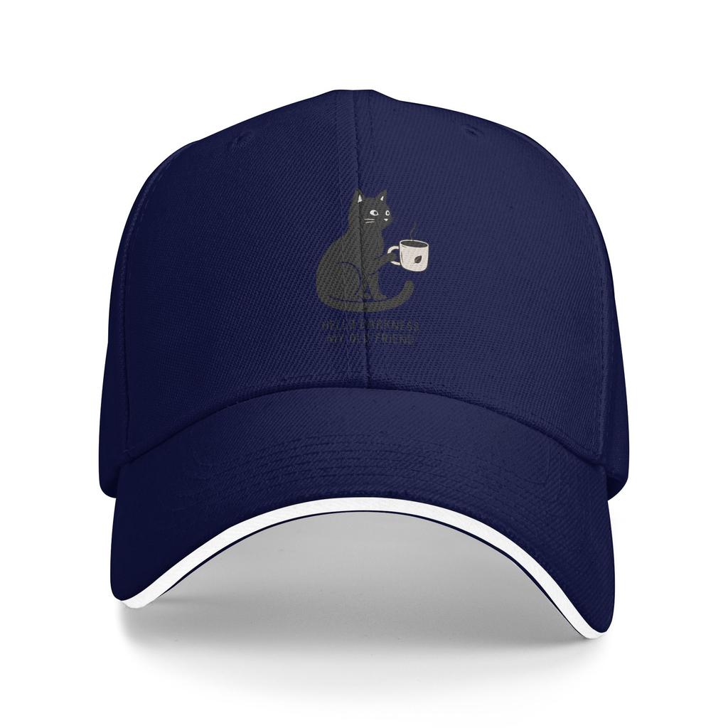 Summer Hello Darkness My Old Friend Baseball Cap Cat coffee Hiking Fishing Stylish Hats Unisex Women SunProof Snapback Cap