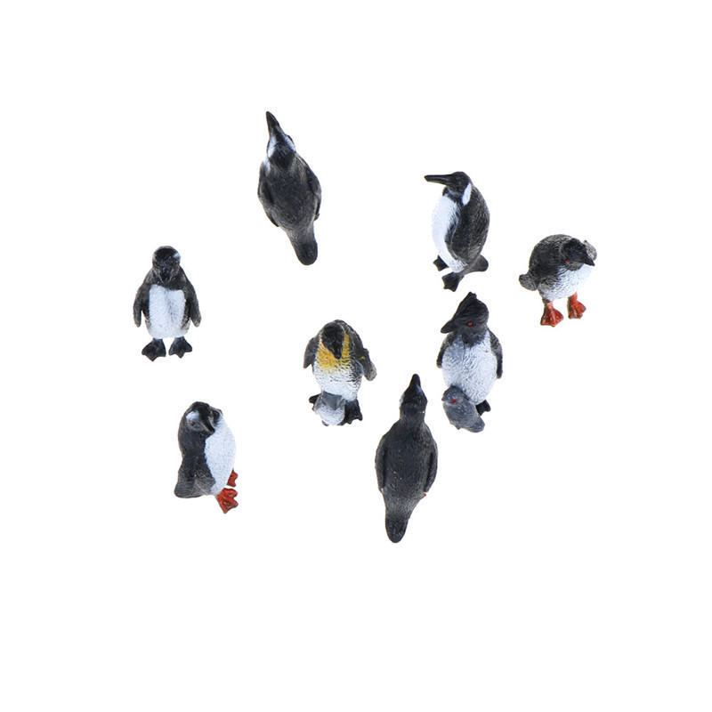 8Pcs/Set Plastic Ocean Animal Small Penguin Figure Model Toy