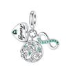 Luckly Four Leaf Clover Dangle Charm Copper Family Tree Flower Bead Pendant Fit Original Bracelets Necklace Jewelry