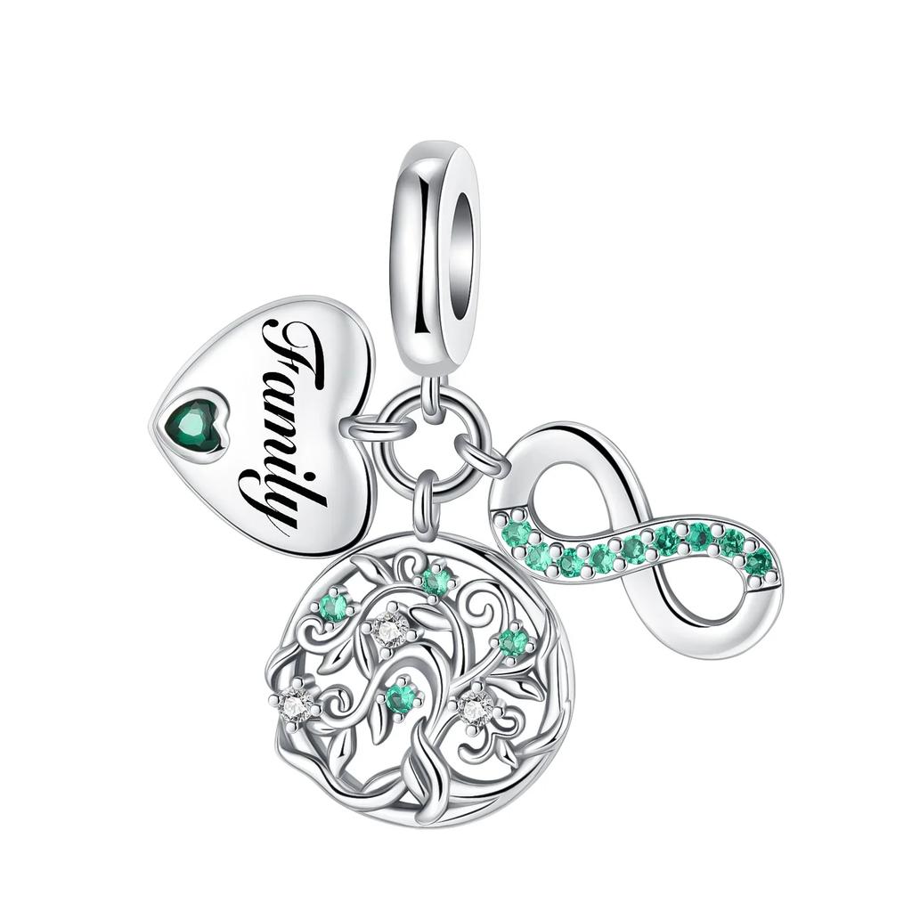 Luckly Four Leaf Clover Dangle Charm Copper Family Tree Flower Bead Pendant Fit Original Bracelets Necklace Jewelry