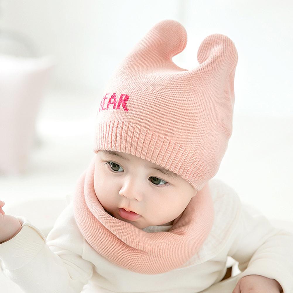 2 Stück/Set Neugeborenen Mütze + Schal Anzug Warme Strickmütze Halstuch Schlauchschal