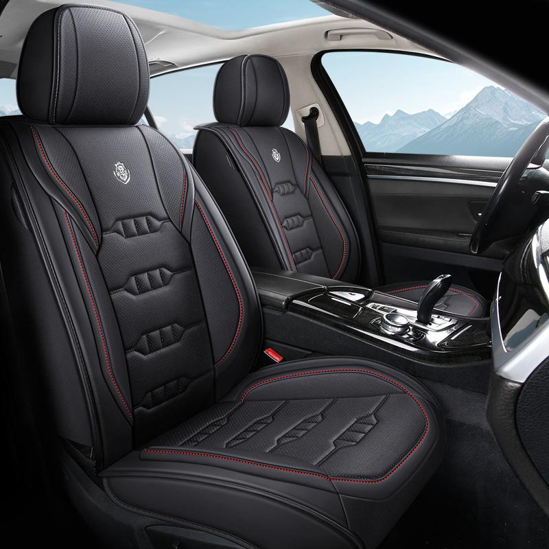 1PC Coussin de Siège de Voiture Tout Cuir Housse de Siège Respirante Entièrement Enveloppante Cuir Nappa Perforé Feuille Unique Compatible Toutes Saisons