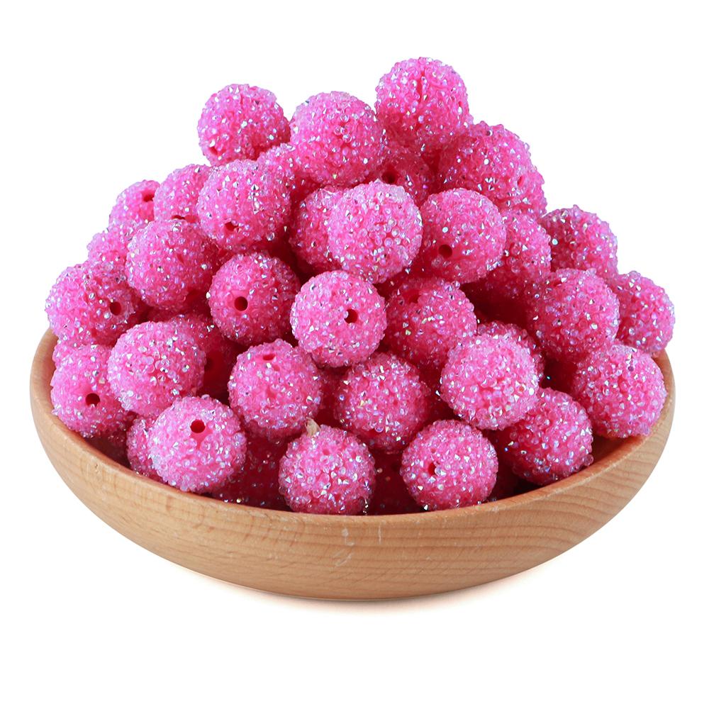 15Pcs 16MM Resin  Round Acrylic Beads Sugar Sand Pasting Process Fashion For Jewelry Making DIY Handmade Bracelets Accessories