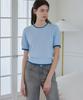 Deuloupisumeon Line Color Block Boucle Short Sleeve Knit [Sky Blue]