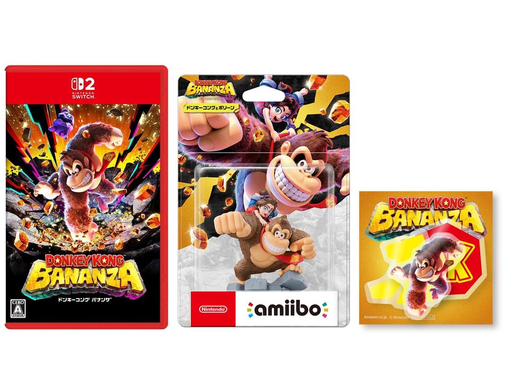 Donkey Kong Bananza Switch 2 amiibo Donkey Kong Pauline Kong Sett med 3 klistremerker inkludert - + & (Eselserien) [Bonus] utstanset