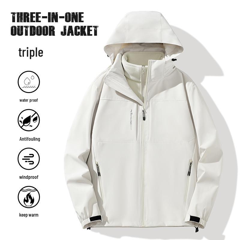 3-in-1 Outdoorjacke für Paare mit herausnehmbarem Futter - Winddicht, wasserabweisend und wasserdicht für den Bergsport