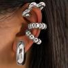 Punk Gold Silver Color Resin Clip Earring for Women Geometric Round Bead No Piercing Fake Cartilage Ear Cuff Jewelry Accessories