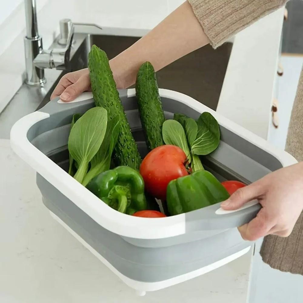 Portable Folding Wash Basin 3 In 1 Veggies Fruits Storage Basket  for Picnic Camping