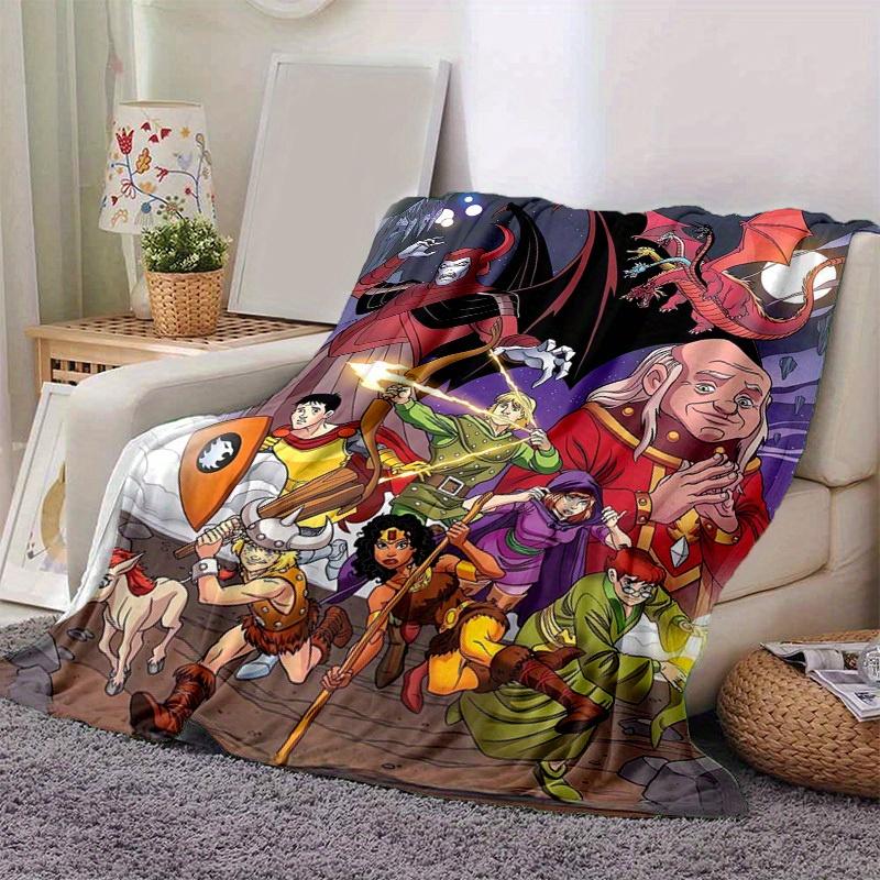 1pc Dragon Quest Adventure: A Magical Home Decor Gift, Cozy Flannel Blanket for Bedroom, Living Room, Travel, Camping, Car, Beach, Office Naps, Perfec
