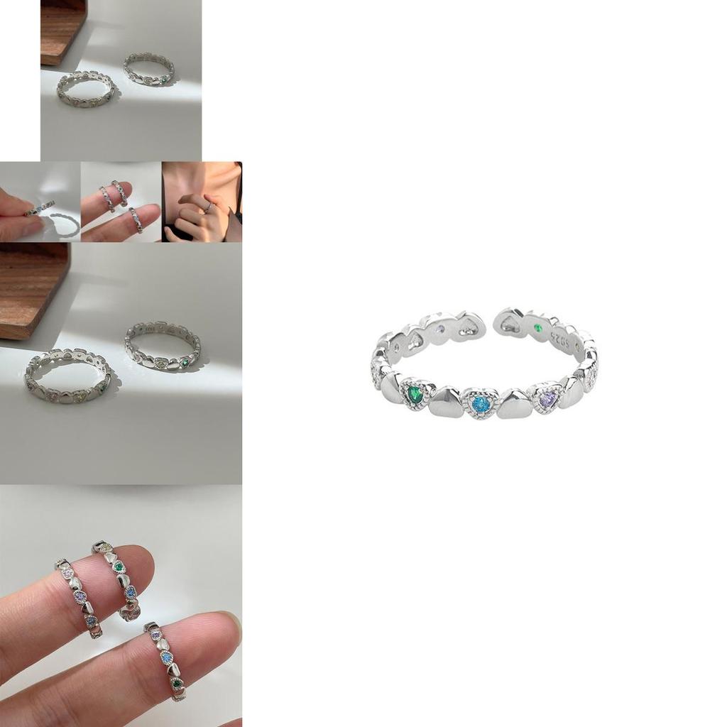 Trendiger Ins Style Herzring für Damen mit eleganten bunten Edelsteinen und verstellbarer Größe