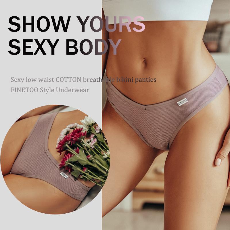 4PCS Seamless Cotton Bikini Panties For Women Sexy Low Waist Breathable Brazilian Pants Female Soft Intimate Lingerie