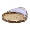 Covered Bamboo Serving Food Tent Basket Hand Woven Round Food Basket with Mesh Cover