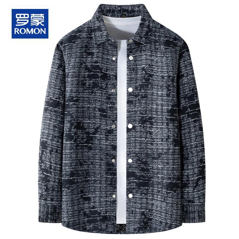 ROMON Men s Loose Fit Long Sleeve Casual Shirt L