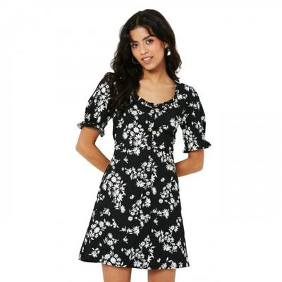 Dorothy Perkins Kadın/Bayan Ditsy Baskılı Bağcıklı Mini Elbise