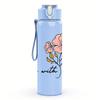 1PC Bloom With Grace Floral Graphic,750ml Color Plastic Sports Water Bottle,Leakproof Flip Straw Lid,Suitable for Sports Office Home Use