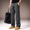 High-end Bamboo Fiber American Retro Men's Casual Pants Spring Solid Color Simple Loose Straight Wide-leg Commuter Trousers