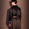 Men's Spring & Autumn Long Sleeve Ice Silk Pajama Robe - Mid-Length, High-End Feel