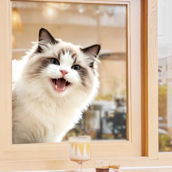 Cute Animal Peeking Window Cling Funny Cat/Dog/Donkey Window Sticker Removable Static Decals for Bedroom