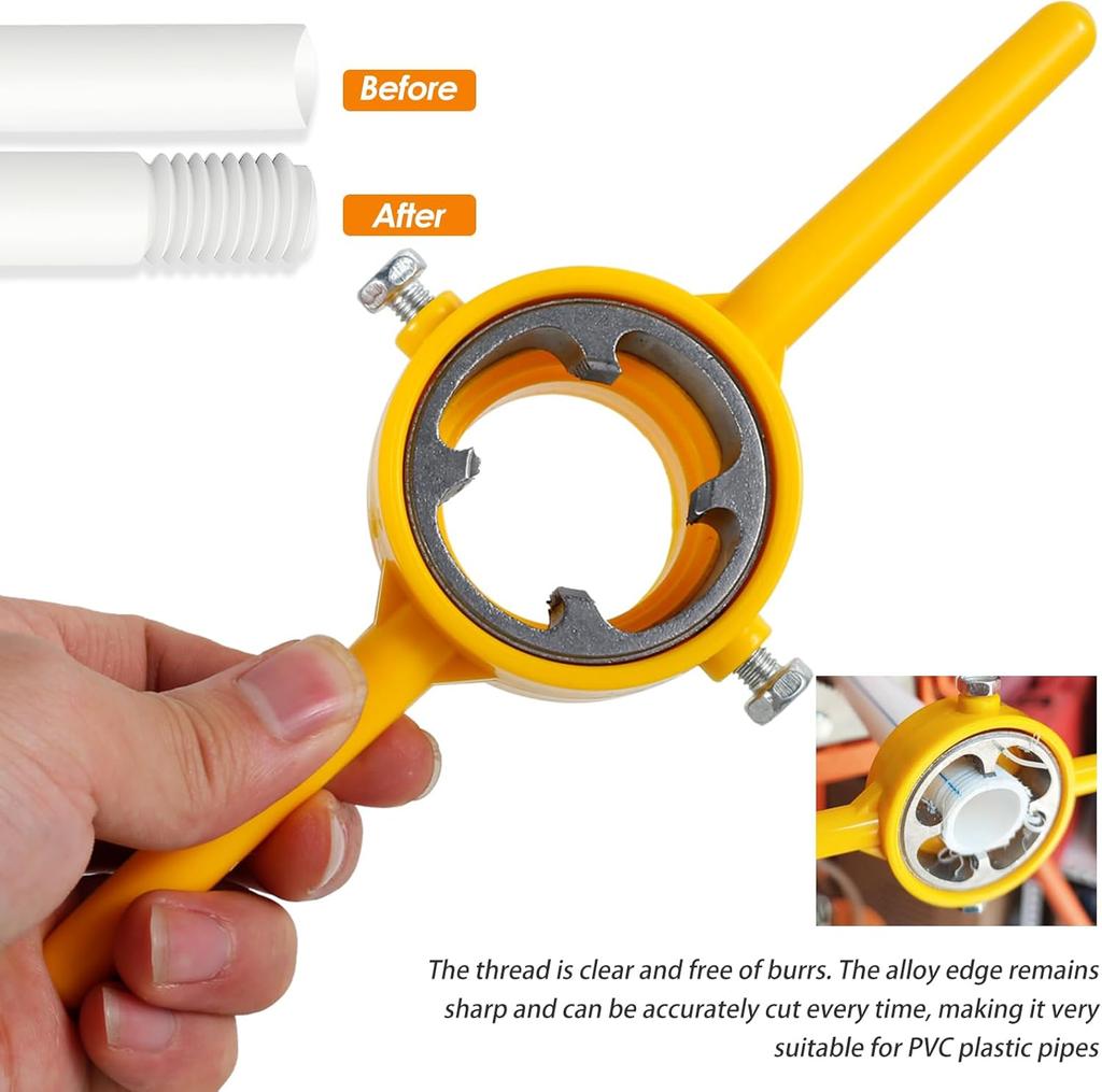 6pcs PVC Plastic Water Pipe Threader NPT Thread Tap Die Set NPT1/2 3/4 1Inch, Manual PVC Water Pipe Xternal Thread Tapping Tool