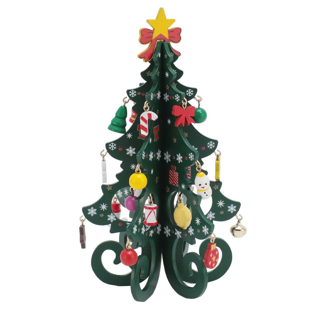 Mini Albero di Natale Decorazione Legno Divertente Artigianato Albero di Natale da Tavolo con Ornamenti per Soggiorno