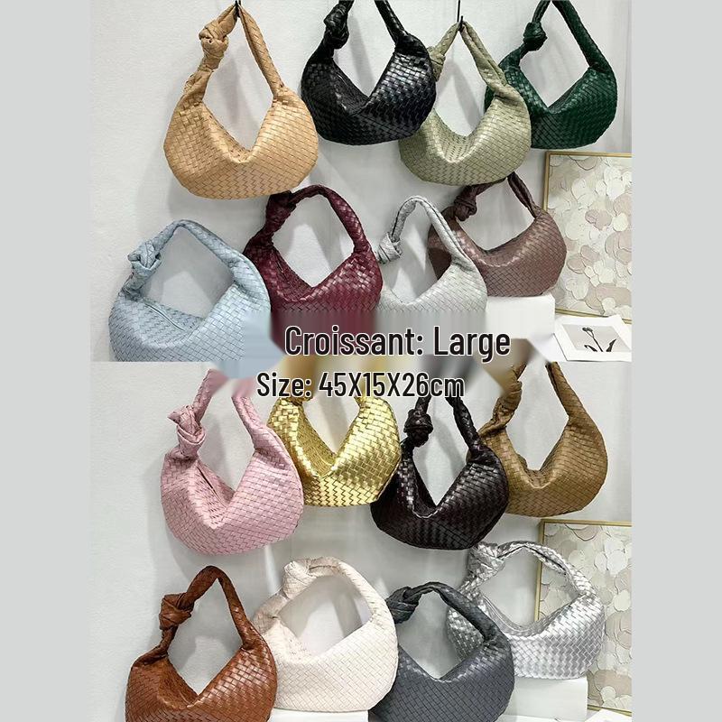 Handmade Woven Croissant Bag - Knotted Single Shoulder Underarm Tote