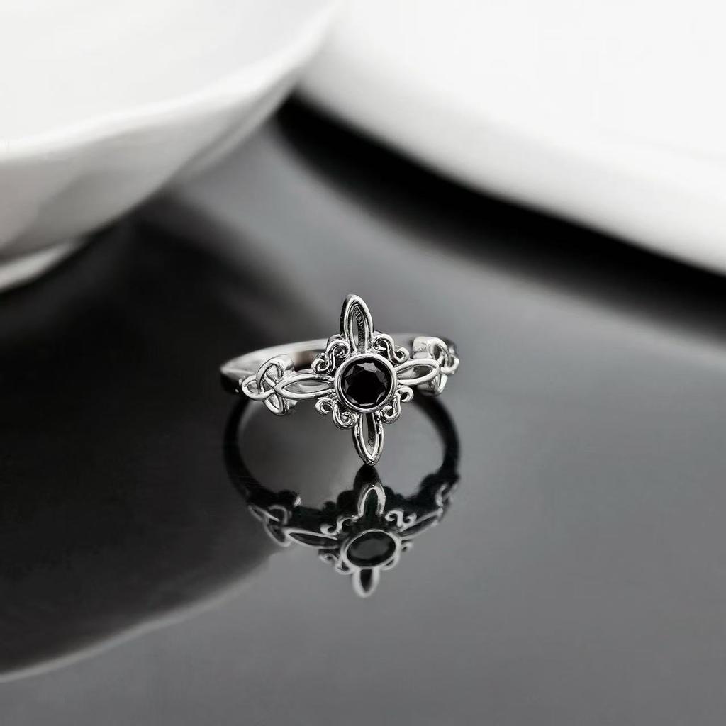 925 Silver Magic Knot Black Zircon Lovely Rings For Women Engagement Wedding Female Vintage Luxury Jewelry Accessories