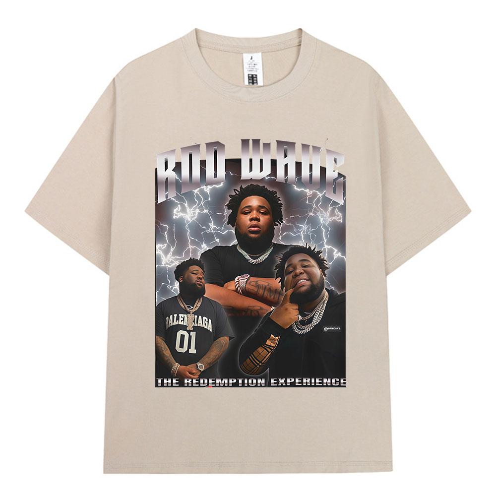 Rapper Rod Wave The Redemption Experience Pattern Tshirt Summer Mens Womens Hip Hop Fashion Short Sleeve Oversized Tshirt