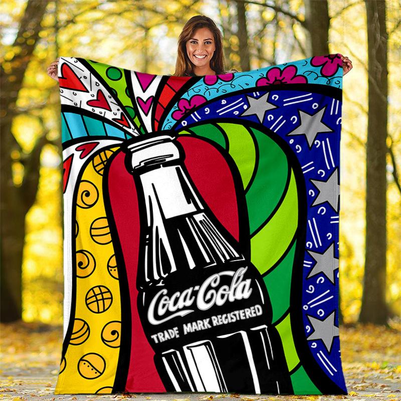 Christmas Gift Halloween Themed Cola Beverage Coca Cola Blanket Soft Home Furnishing Nap Decoration Four Seasons Warm Sherpa Blanket U24