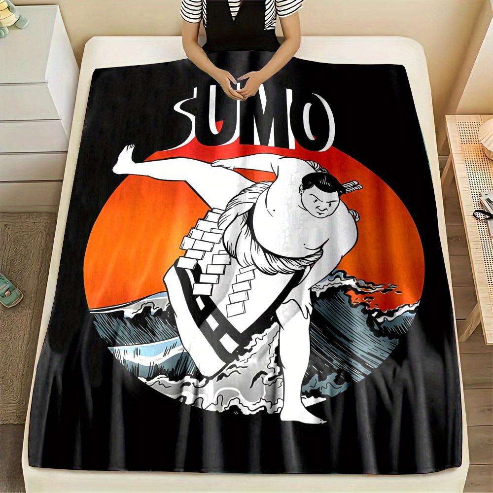 Japanese Sumo Wrestling Flannel printed blanket suitable for all seasons suitable for living room office sofa and travel