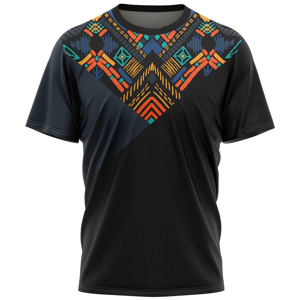 Vintage African Style Ethnic Tribal 3D Print Oversized T-shirts Summer Round Neck Fashionable Casual Short Sleeved Men's T-shirts
