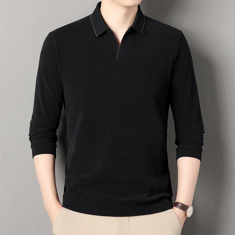 Men's POLO Shirt Men's Long-sleeved Casual Business Men's Spring and Autumn T-shirt Lead Clothes